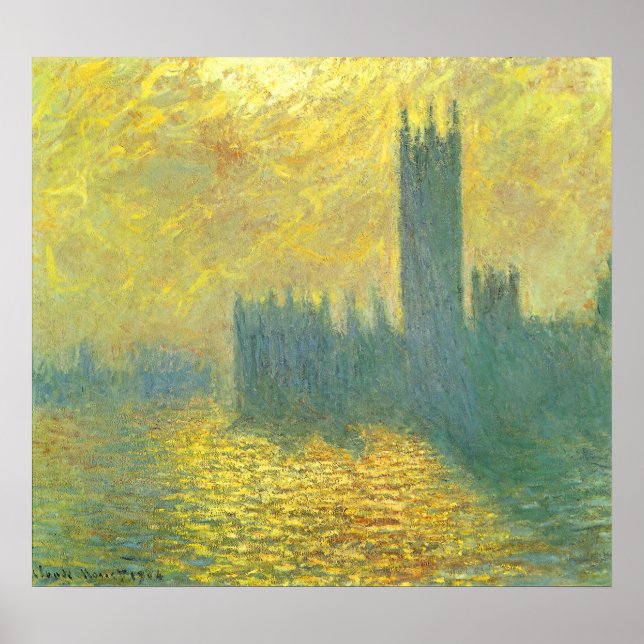 Parlamentshäuser, Stormy Sky von Claude Monet Poster (Vorne)