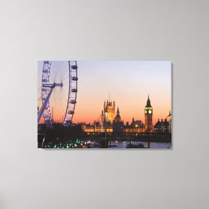 Parlamentshäuser und das Londoner Auge Leinwanddruck