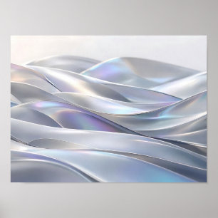 Pärlenglänzende Metallwellen Abstrakte Wandkunst Poster