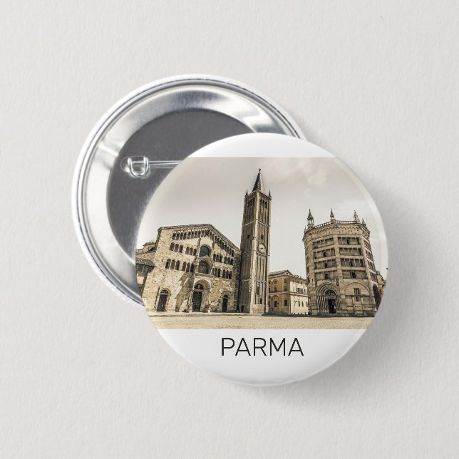 Parma Emilia Romagna Platz des Domes Italien Button (Vorne & Hinten)
