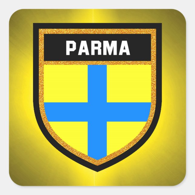 Parma Flag Quadratischer Aufkleber (Vorderseite)