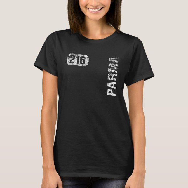 Parma Ohio 216 Bereichscode Vintag Retro T-Shirt (Vorderseite)