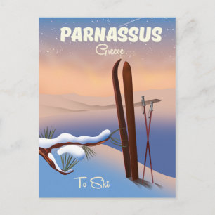 Parnassus Griechenland Ski-Reiseplakat Postkarte