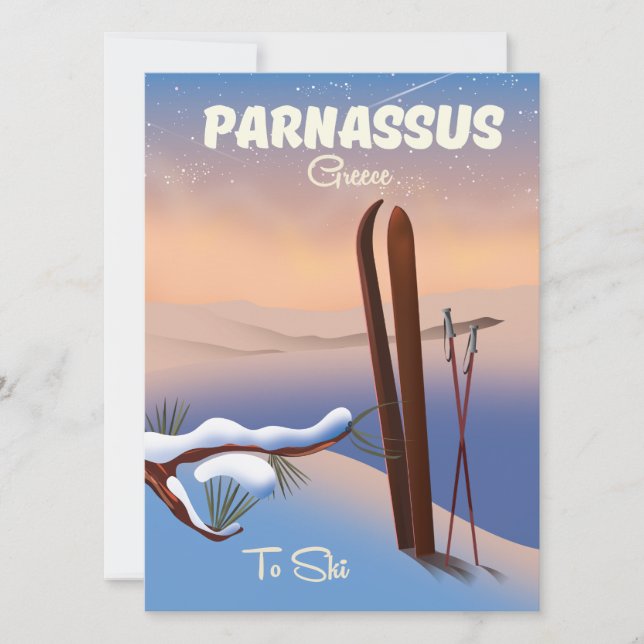 Parnassus Griechenland Skifahrplakat (Vorderseite)