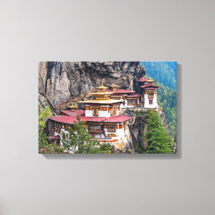 Paro Taktsang: Das Kloster des Tiger-Nests - Bhuta Leinwanddruck