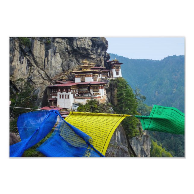 Paro Taktsang: Das Tiger-Nest-Kloster - Bhutan Fotodruck (Vorne)