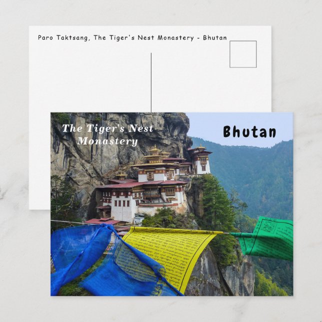 Paro Taktsang: Das Tiger-Nest-Kloster - Bhutan Postkarte (Vorne/Hinten)