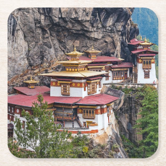 Paro Taktsang: Das Tiger-Nest-Kloster - Bhutan Rechteckiger Pappuntersetzer (Vorderseite)