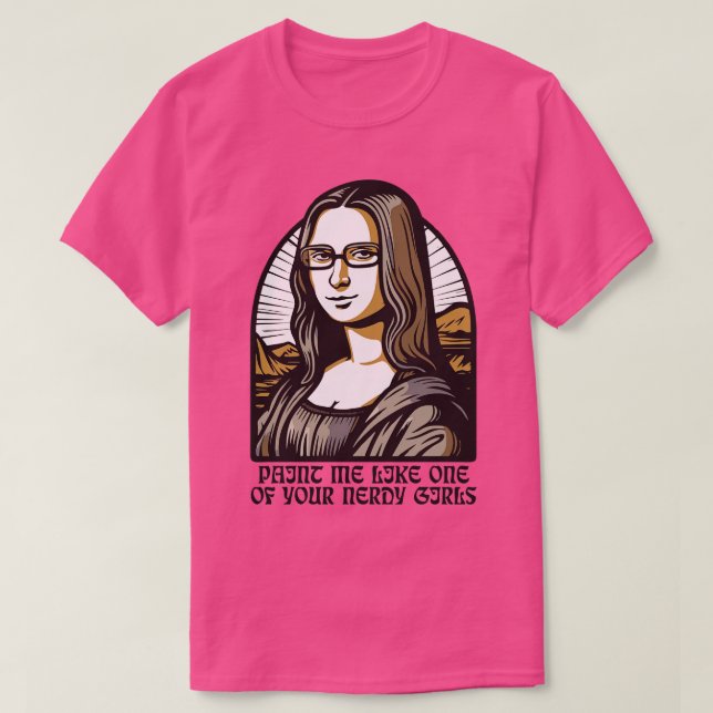 Parodische Malerei der Bookworm Lisa Mona T-Shirt (Design vorne)