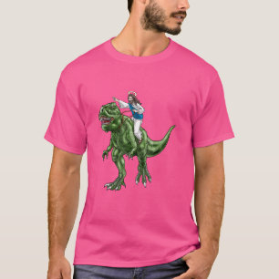 Parody Jesus Riding Dinosaur Niedlich Meme Dino Ge T-Shirt
