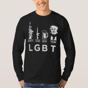 Parody Lgbt Liberty Guns Beer American Flag T-Shirt