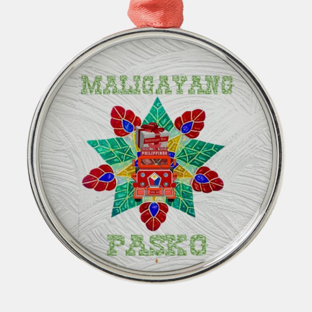 Parol, Jeepney Balikbayan Box Ornament Aus Metall (Vorne)