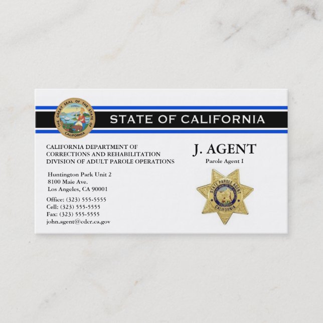 Parole Agent Business Card - Thin Blue Line Visitenkarte (Vorderseite)
