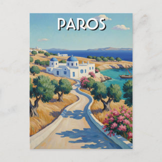 Paros Greece Islands Travel Watercolor Postkarte