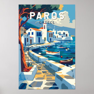 Paros Griechenland Reise Kunst Vintage Poster