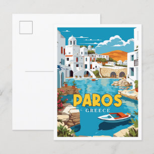 Paros Griechenland Vintage-Reiseillustration Postkarte