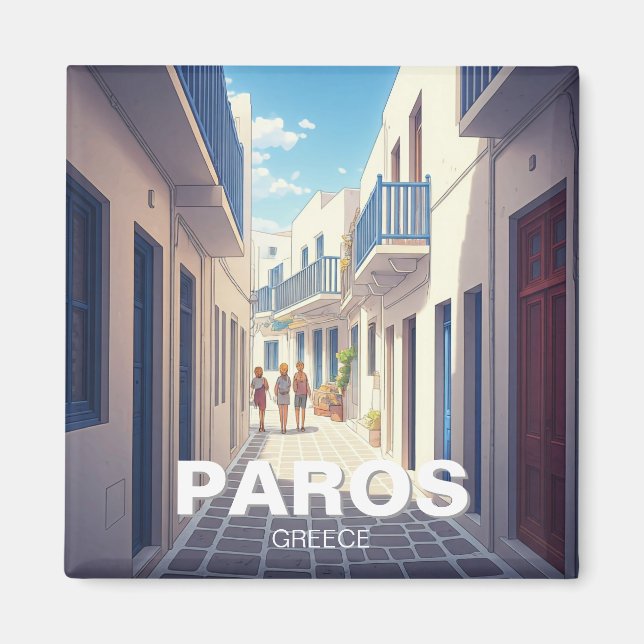 Paros, Griechenland, weiß und blau Magnet (Vorne)