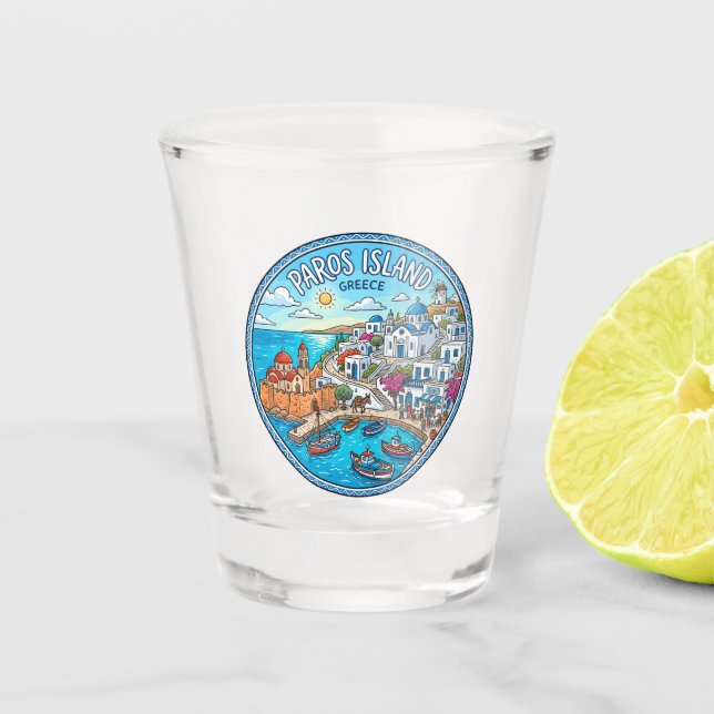 Paros Insel Griechenland Schnapsglas (Vorderseite)