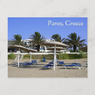 Paros Insel, Griechenland Strand Schirme Postkarte