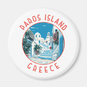 Paros Island Griechenland Retro gebeutelter Kreis Magnet
