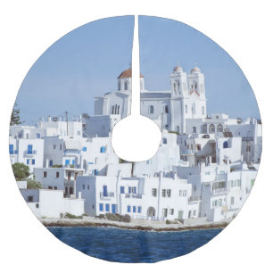 Paros Village Naoussa Island View Polyester Weihnachtsbaumdecke