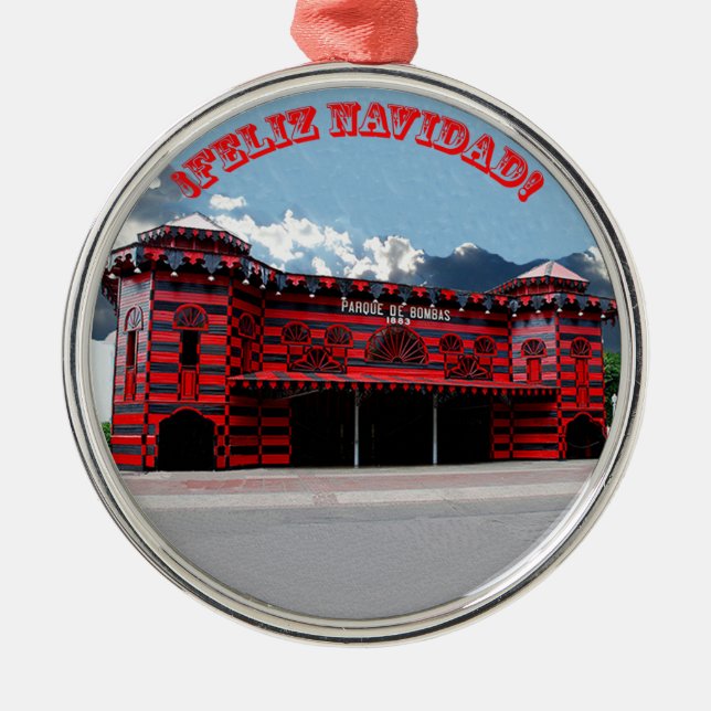 Parque de Bombas de Ponce, Puerto Rico Ornament Aus Metall (Vorne)