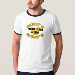Parris Insel Yellow Footprints / Longitude und Lat T-Shirt