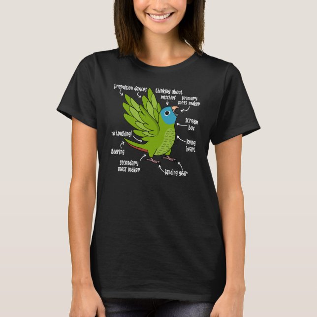 Parrot Anatomie I Blauer Krönung T-Shirt (Vorderseite)
