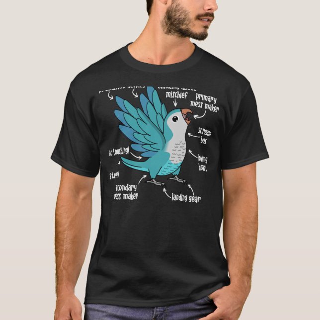 Parrot Anatomie I Blauer Mönch Parakeet Quaker T-Shirt (Vorderseite)