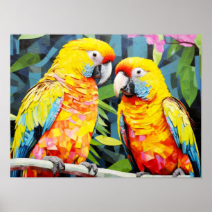 Parrot Animal Bird Art Deco Farbe Poster