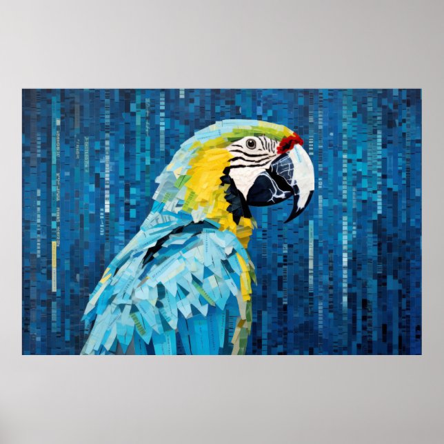 Parrot Animal Bird Art Deco Farbe Poster (Vorne)