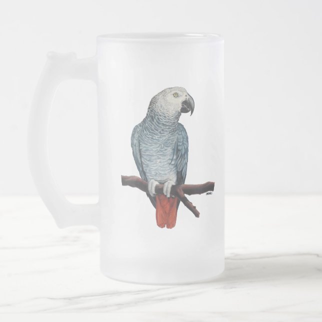 Parrot Art Ber Glass African Gray Tasse anpassen (Links)