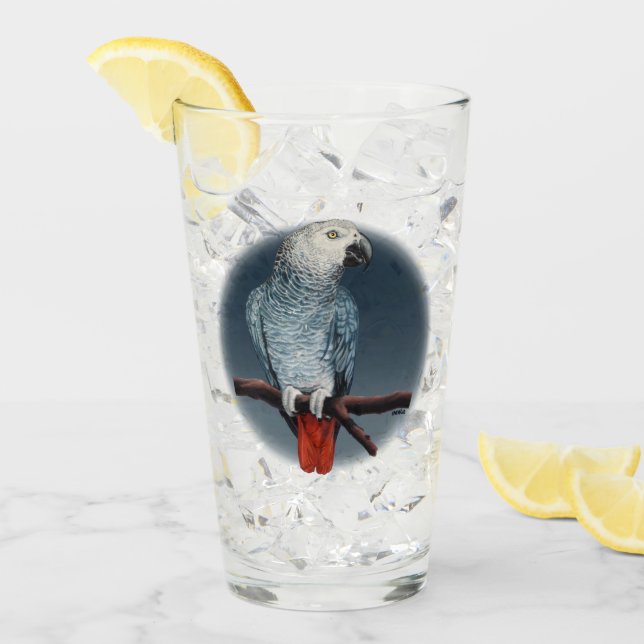 Parrot Art Glass African Gray Glass Personalize Glas (Vorderseite Ice)