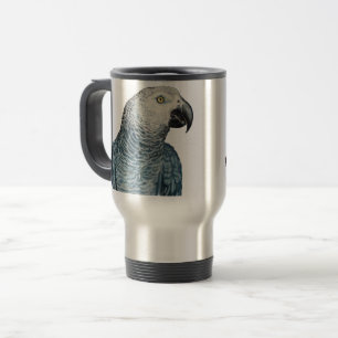 Parrot Art Travel Mug African Gray Travel Mugs Reisebecher