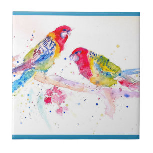 Parrot Art Wasserfarben Malerei Aqua Aquamarin Fliese