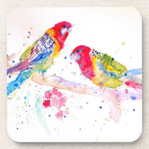 Parrot Art Wasserfarben Malerei Aqua Aquamarin Getränkeuntersetzer