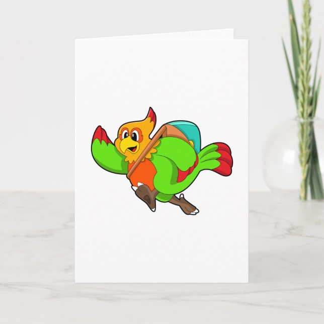 Parrot as Hiker with Backpack Karte (Vorderseite)