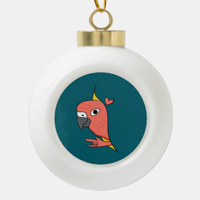 Parrot ASL I Liebe You - Deaf Culture Design Keramik Kugel-Ornament (Vorderseite)