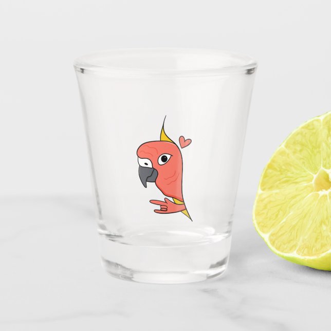 Parrot ASL I Liebe You - Deaf Culture Design Schnapsglas (Vorderseite)