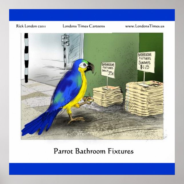 Parrot Badezimmer Kleine Kunst Funny Teaser Poster (Vorne)