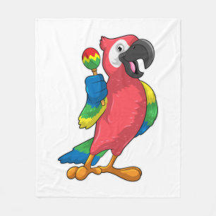 Parrot bei Musik mit Maracas Fleecedecke
