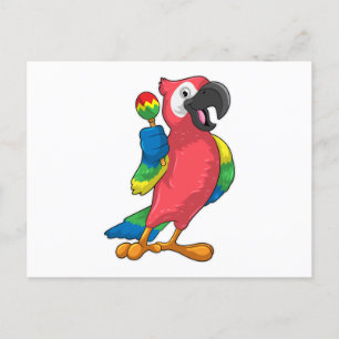 Parrot bei Musik mit Maracas Postkarte