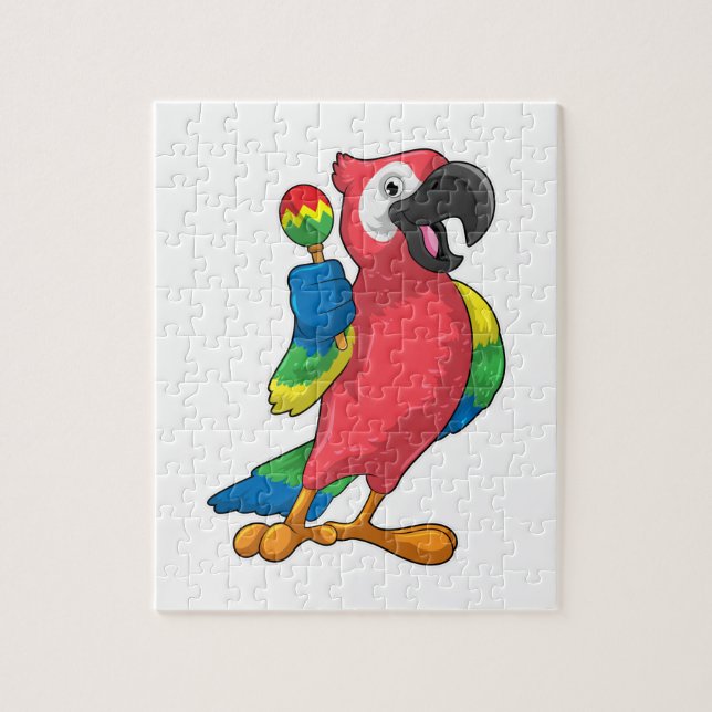 Parrot bei Musik mit Maracas Puzzle (Vertikal)