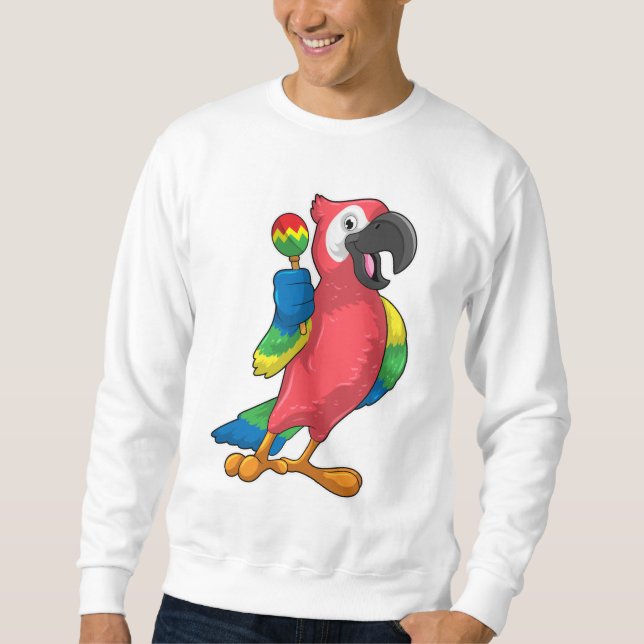 Parrot bei Musik mit Maracas Sweatshirt (Vorderseite)