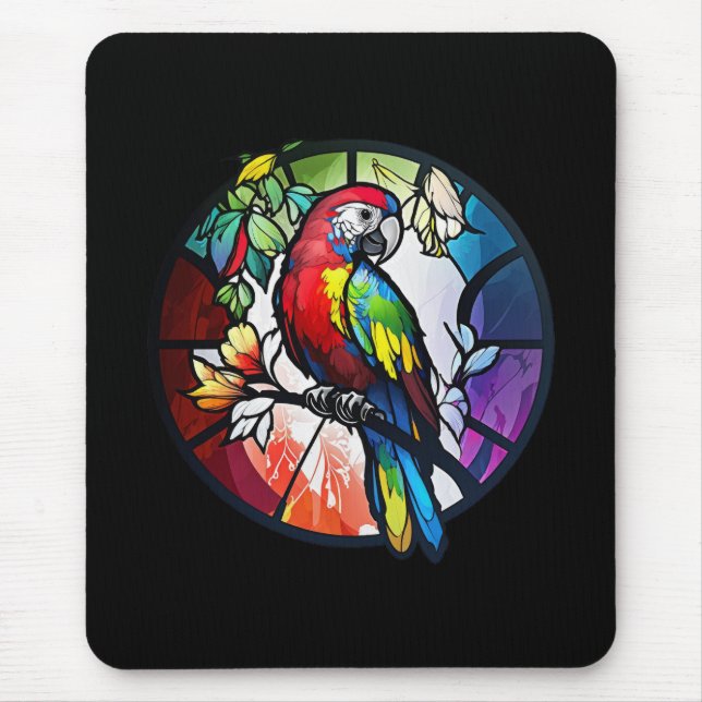 Parrot Bird Animal Portrait Gestaltete Glass Wildl Mousepad (Vorne)