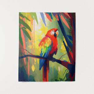 Parrot Bird Animal Portrait Painting Wildlife Free Wandteppich