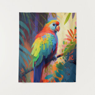 Parrot Bird Animal Portrait Painting Wildlife Free Wandteppich