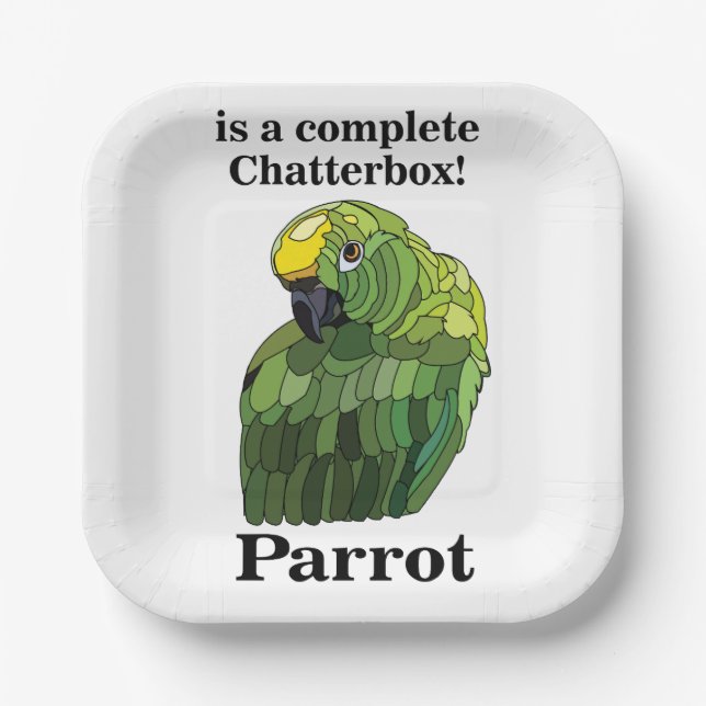 Parrot Bird Chatterbox Funny Tropical Party Pappteller (Vorderseite)