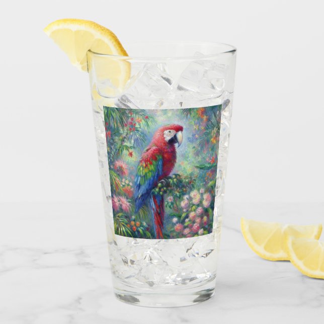 Parrot-Bird-Jungle Blumengrün-Blume Glas (Vorderseite Ice)