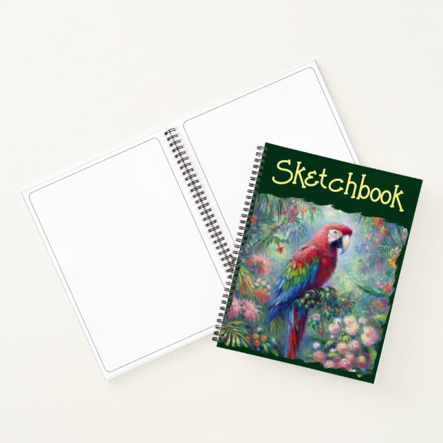 Parrot-Bird-Jungle Blumengrün-Blume Notizbuch (Innenseite)